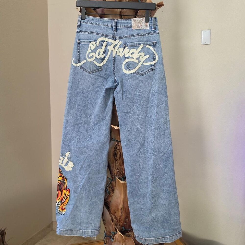 Ed-hardy Women's Blue and Orange Jeans